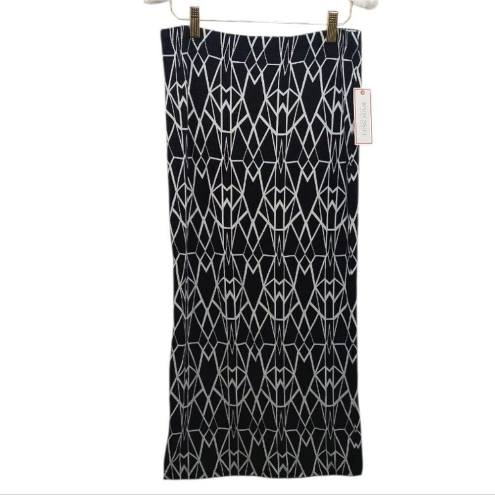 Bisou Bisou Women's Size Medium Skirt Maxi Black White Montone